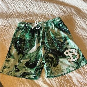 Kids Green Swirl Patterned Shorts